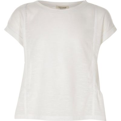 Girls white peplum T-shirt
